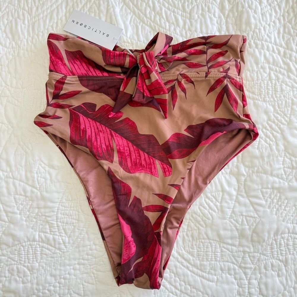 NWT Baltic Born Milos High Waist Bikini Bottom in Red Print Size Small - Picture 4 of 10